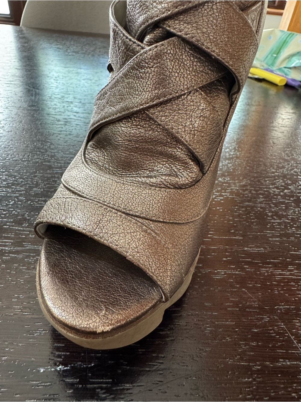 Camilla Skovgaard Metallic Leather/Suede Open Toe Booties - Picture 16 of 17